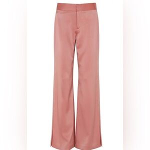 Alice + Olivia $395 Deanna Pink Rose Wide Leg Satin Pants Trousers Feminine